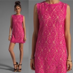 NWOT Joie Pink Lace Mini Shift Dress Party Large
